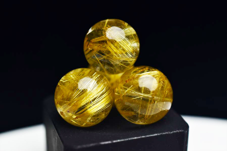 ゴールドタイチンルチル 約15mm珠 粒売り ビーズ｜アップストーンオンビル