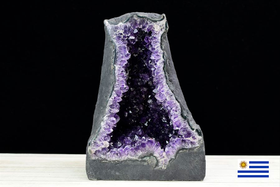 高品質アメジストドームミニクラスター　木製台座込　送料無料 原石 ウルグアイ産 ウルグアイ産 アメジストドーム（ミニドーム）紫水晶｜置物｜原産地