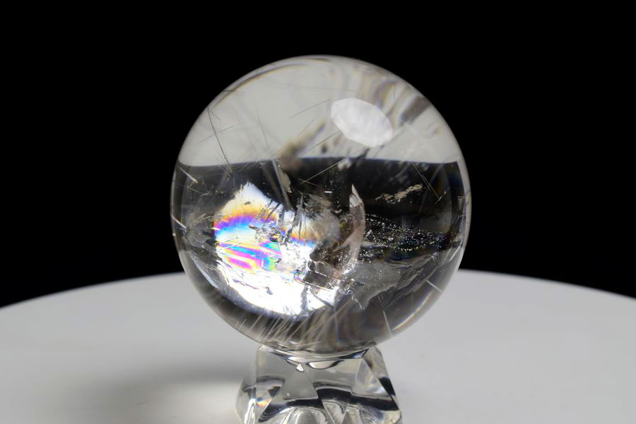 ルチルクォーツ　針水晶　シルバールチル　丸玉　虹入り　穴なし　金運　財運　スフィア　天然石　パワーストーン