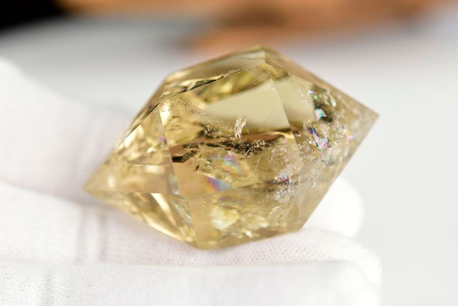 レインボーシトリン　虹入り　黄水晶　ダブルポイント　両剣　DT　天然石　パワーストーン