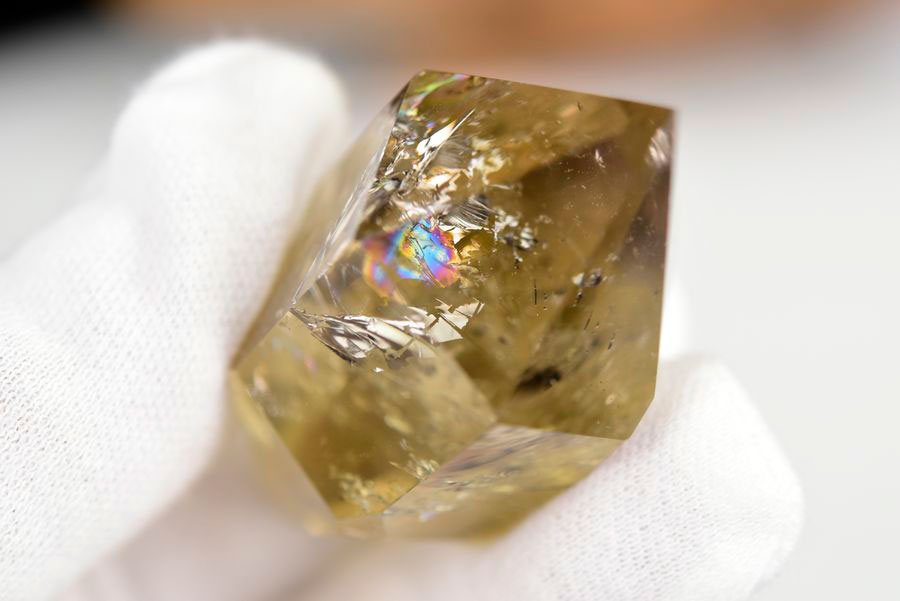 レインボーシトリン　虹入り　黄水晶　ダブルポイント　両剣　DT　天然石　パワーストーン