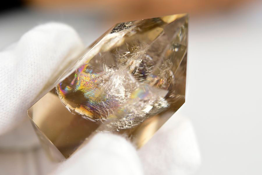 レインボーシトリン　虹入り　黄水晶　ダブルポイント　両剣　DT　天然石　パワーストーン