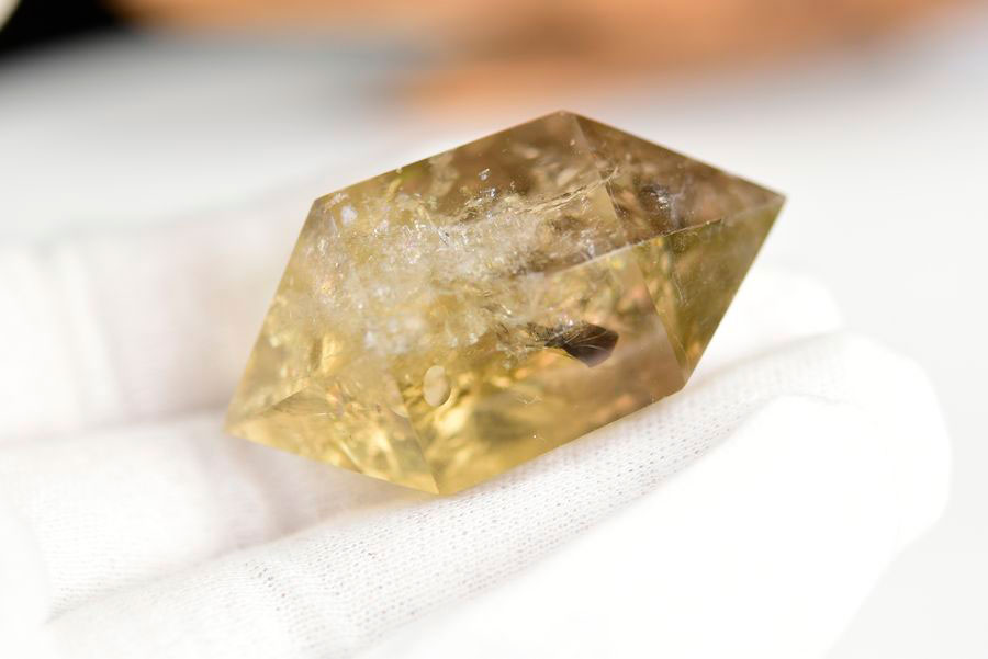 レインボーシトリン　虹入り　黄水晶　ダブルポイント　両剣　DT　天然石　パワーストーン