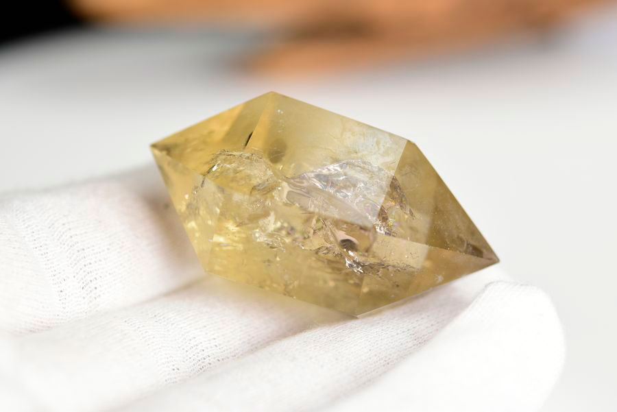 レインボーシトリン　虹入り　黄水晶　ダブルポイント　両剣　DT　天然石　パワーストーン