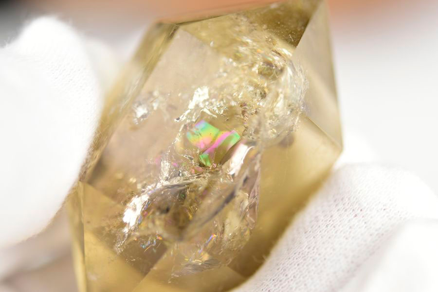 レインボーシトリン　虹入り　黄水晶　ダブルポイント　両剣　DT　天然石　パワーストーン