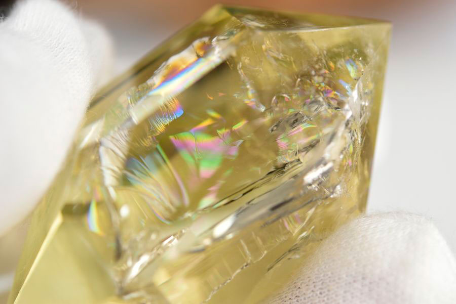 レインボーシトリン　虹入り　黄水晶　ダブルポイント　両剣　DT　天然石　パワーストーン