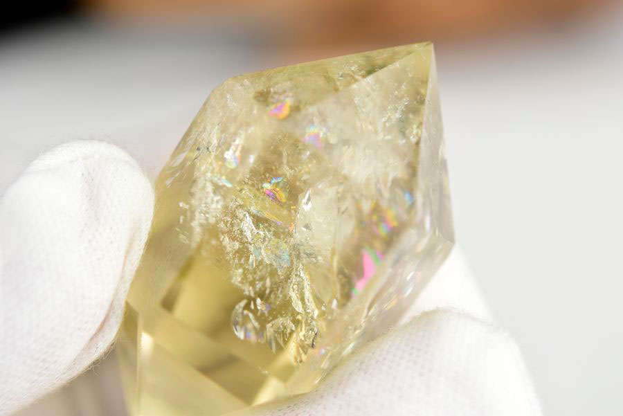 レインボーシトリン　虹入り　黄水晶　ダブルポイント　両剣　DT　天然石　パワーストーン