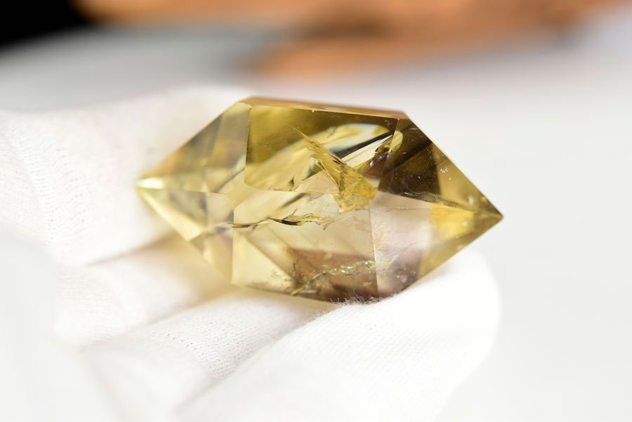 レインボーシトリン　虹入り　黄水晶　ダブルポイント　両剣　DT　天然石　パワーストーン