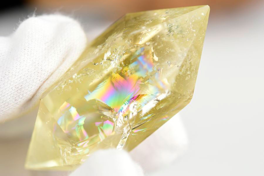 レインボーシトリン　虹入り　黄水晶　ダブルポイント　両剣　DT　天然石　パワーストーン