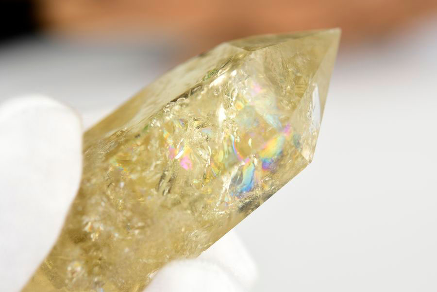 レインボーシトリン　虹入り　黄水晶　ダブルポイント　両剣　DT　天然石　パワーストーン