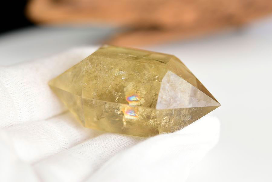 レインボーシトリン　虹入り　黄水晶　ダブルポイント　両剣　DT　天然石　パワーストーン