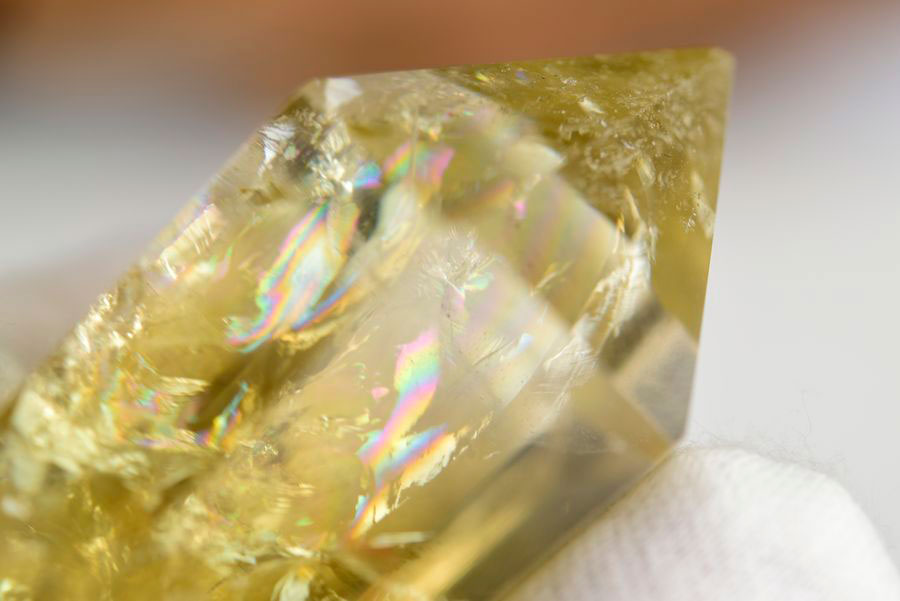 レインボーシトリン　虹入り　黄水晶　ダブルポイント　両剣　DT　天然石　パワーストーン