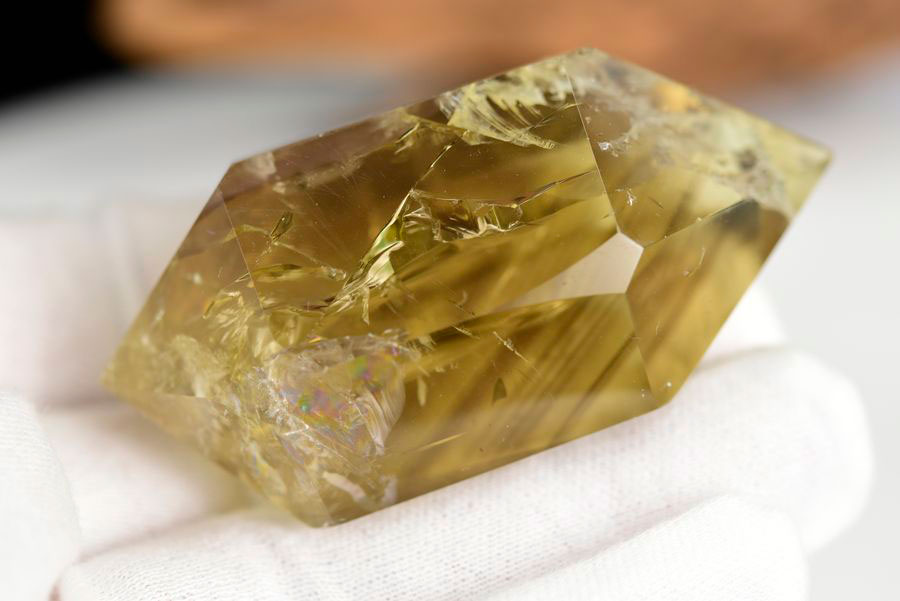 レインボーシトリン　虹入り　黄水晶　ダブルポイント　両剣　DT　天然石　パワーストーン