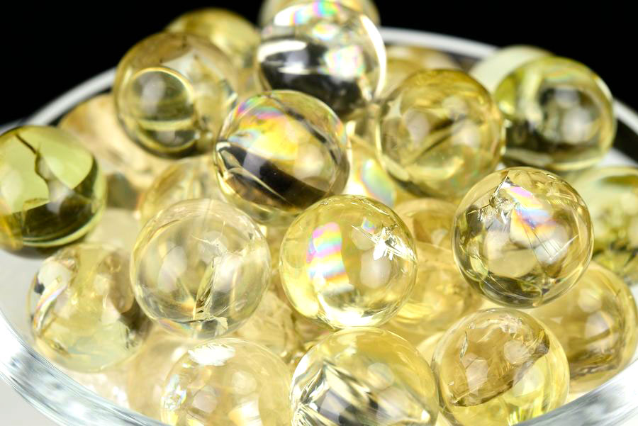 シトリン 黄水晶 レインボーシトリン 虹入りシトリン 丸玉 お守り 天然石 パワーストーン