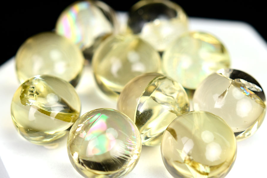 シトリン 黄水晶 レインボーシトリン 虹入りシトリン 丸玉 お守り 天然石 パワーストーン
