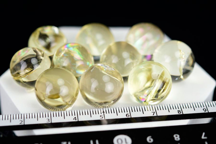 シトリン 黄水晶 レインボーシトリン 虹入りシトリン 丸玉 お守り 天然石 パワーストーン