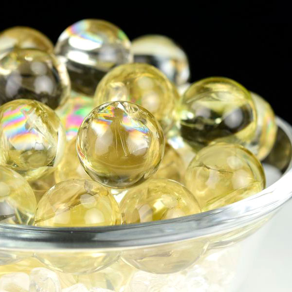 シトリン 黄水晶 レインボーシトリン 虹入りシトリン 丸玉 お守り 天然石 パワーストーン