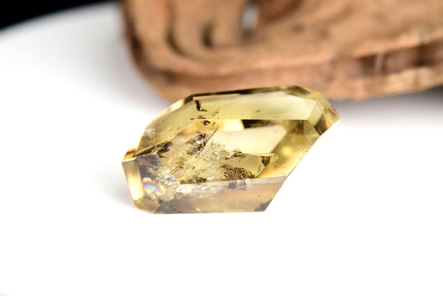 レインボーシトリン　虹入り　黄水晶　ダブルポイント　両剣　DT　天然石　パワーストーン
