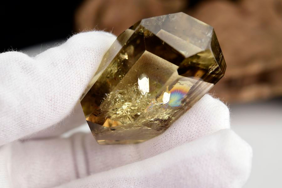 レインボーシトリン　虹入り　黄水晶　ダブルポイント　両剣　DT　天然石　パワーストーン