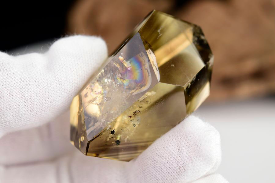 レインボーシトリン　虹入り　黄水晶　ダブルポイント　両剣　DT　天然石　パワーストーン