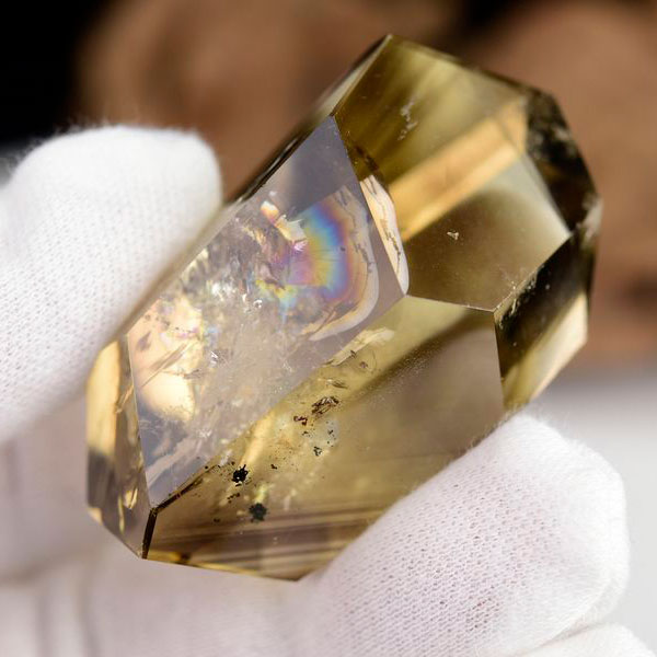 レインボーシトリン　虹入り　黄水晶　ダブルポイント　両剣　DT　天然石　パワーストーン