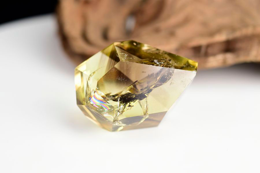 レインボーシトリン　虹入り　黄水晶　ダブルポイント　両剣　DT　天然石　パワーストーン