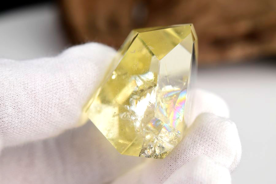 レインボーシトリン　虹入り　黄水晶　ダブルポイント　両剣　DT　天然石　パワーストーン