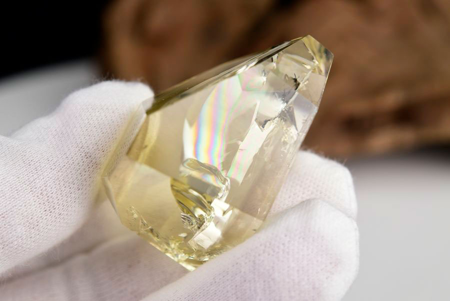 レインボーシトリン　虹入り　黄水晶　ダブルポイント　両剣　DT　天然石　パワーストーン