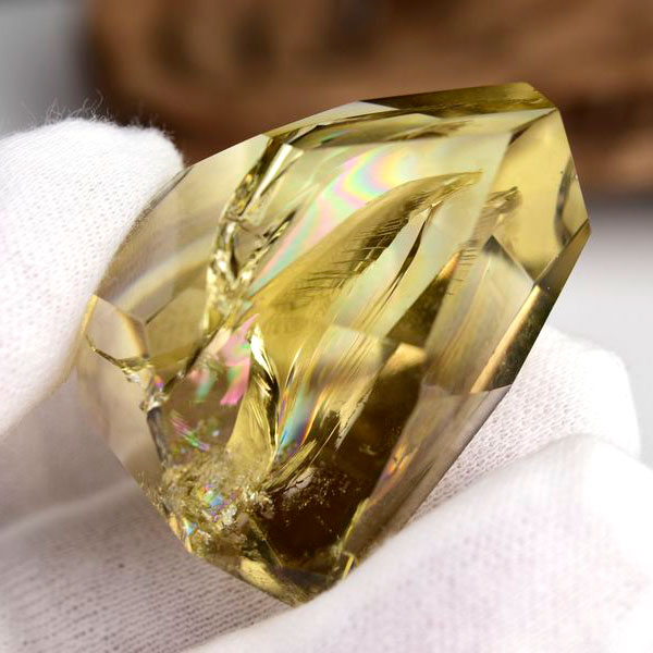 レインボーシトリン　虹入り　黄水晶　ダブルポイント　両剣　DT　天然石　パワーストーン