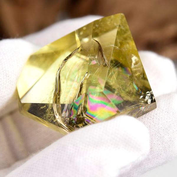 レインボーシトリン　虹入り　黄水晶　ダブルポイント　両剣　DT　天然石　パワーストーン