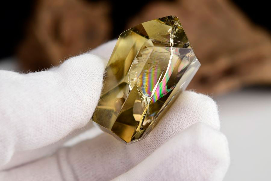 レインボーシトリン　虹入り　黄水晶　ダブルポイント　両剣　DT　天然石　パワーストーン