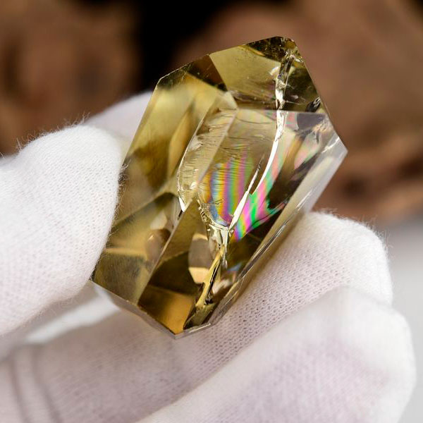 レインボーシトリン　虹入り　黄水晶　ダブルポイント　両剣　DT　天然石　パワーストーン