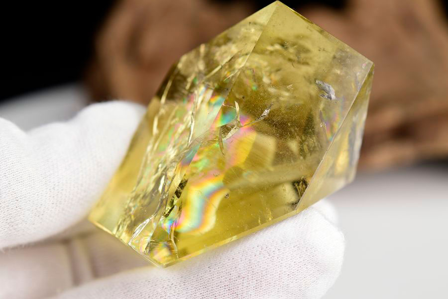 レインボーシトリン　虹入り　黄水晶　ダブルポイント　両剣　DT　天然石　パワーストーン