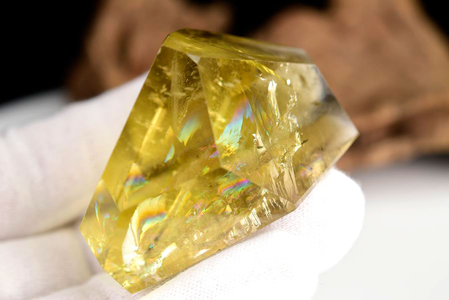 レインボーシトリン　虹入り　黄水晶　ダブルポイント　両剣　DT　天然石　パワーストーン