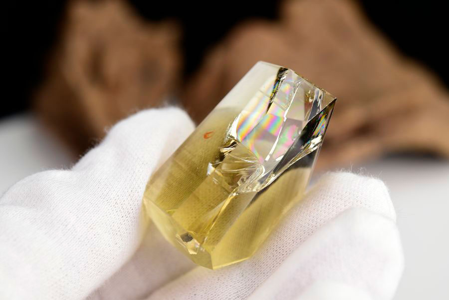 レインボーシトリン　虹入り　黄水晶　ダブルポイント　両剣　DT　天然石　パワーストーン