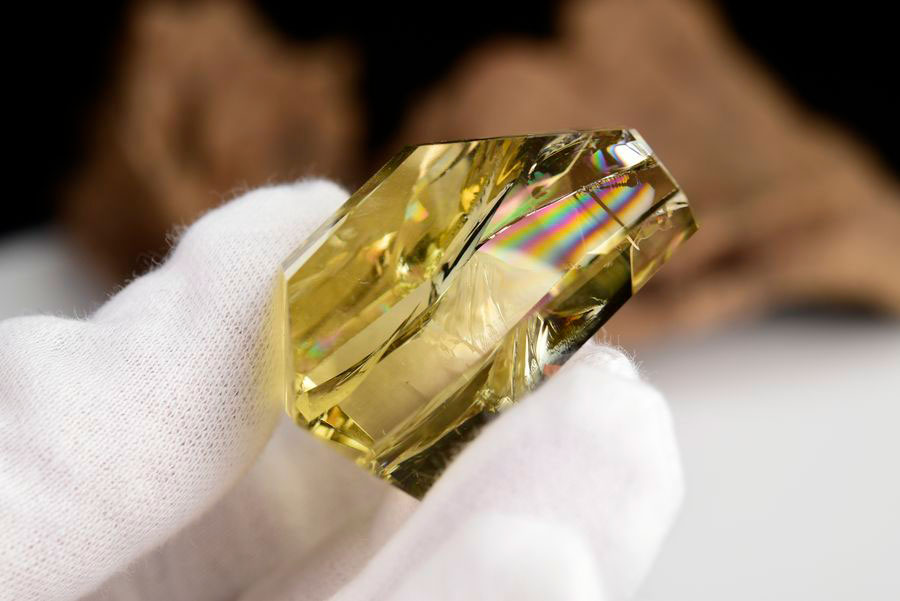 レインボーシトリン　虹入り　黄水晶　ダブルポイント　両剣　DT　天然石　パワーストーン