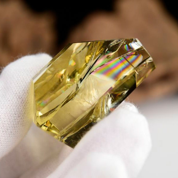 レインボーシトリン　虹入り　黄水晶　ダブルポイント　両剣　DT　天然石　パワーストーン