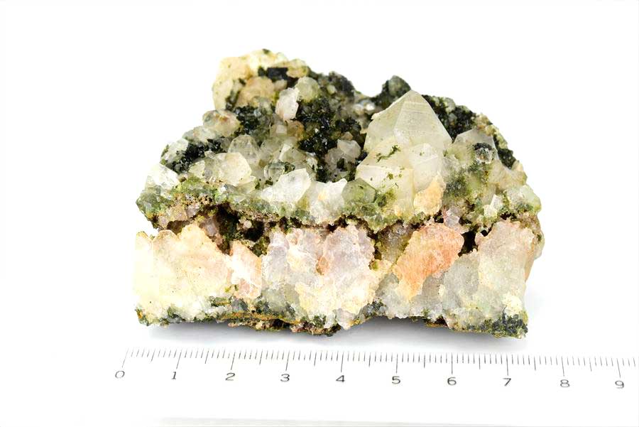 トルコ　ハッカリ産　エピソードクォーツ　Epidote with Quartz　緑簾石　水晶　クラスター　原石　鉱物