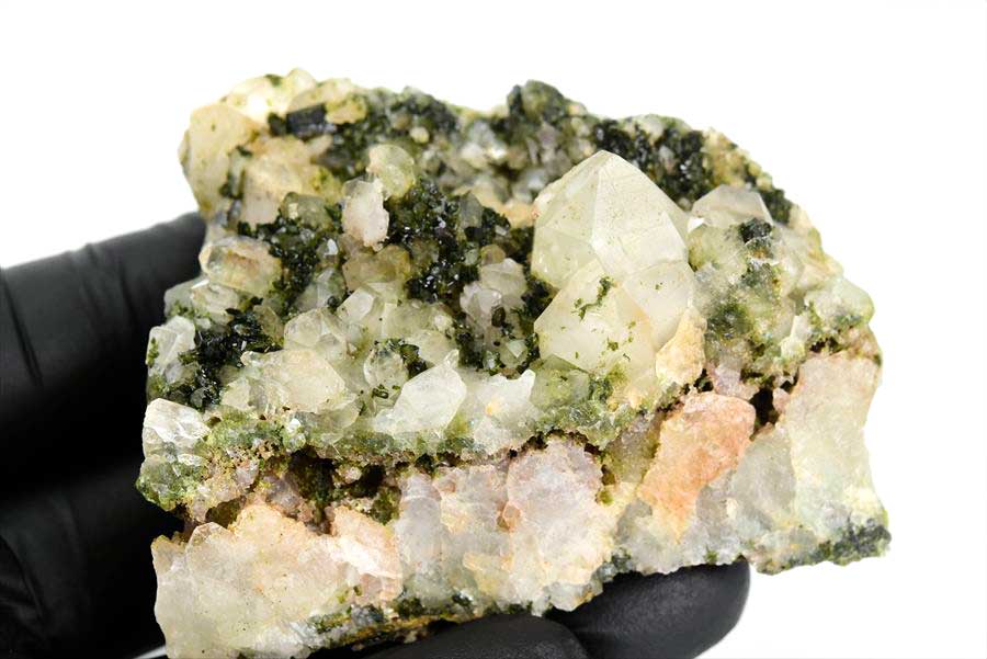 トルコ　ハッカリ産　エピソードクォーツ　Epidote with Quartz　緑簾石　水晶　クラスター　原石　鉱物