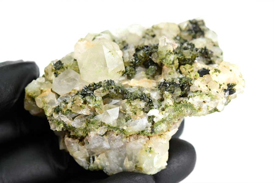 トルコ　ハッカリ産　エピソードクォーツ　Epidote with Quartz　緑簾石　水晶　クラスター　原石　鉱物