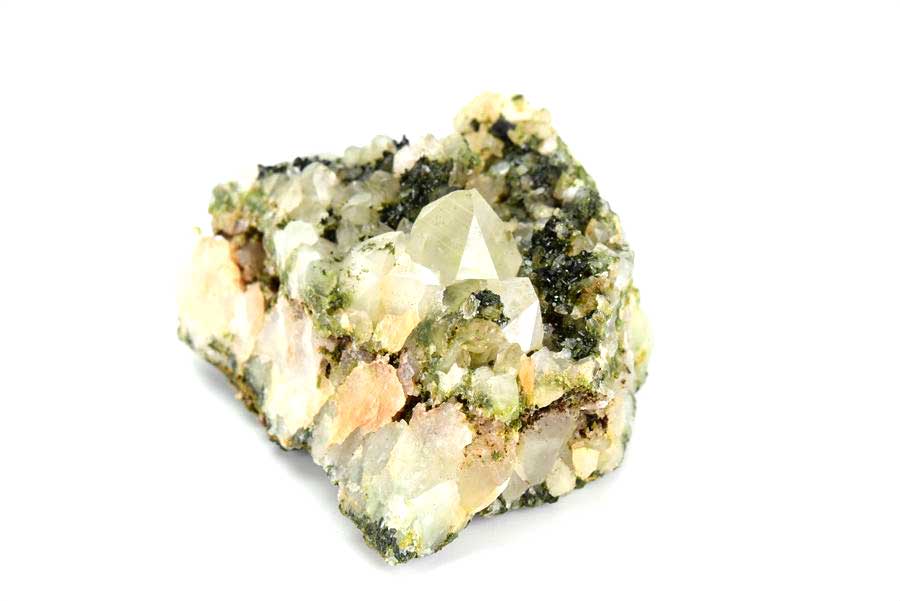 トルコ　ハッカリ産　エピソードクォーツ　Epidote with Quartz　緑簾石　水晶　クラスター　原石　鉱物