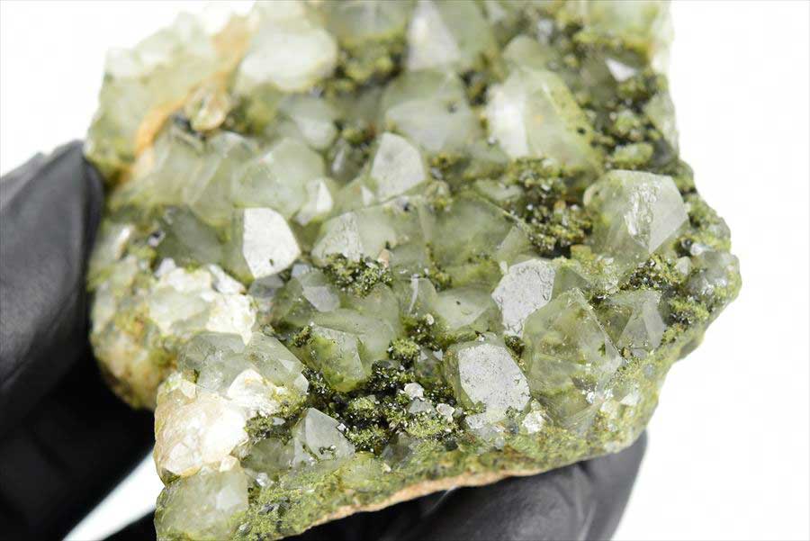 トルコ　ハッカリ産　エピソードクォーツ　Epidote with Quartz　緑簾石　水晶　クラスター　原石　鉱物