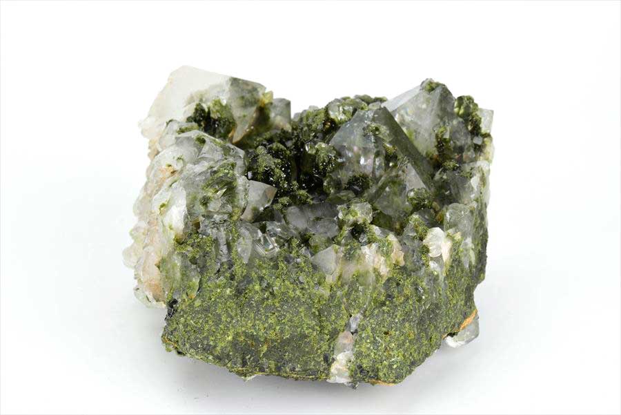 トルコ　ハッカリ産　エピソードクォーツ　Epidote with Quartz　緑簾石　水晶　クラスター　原石　鉱物