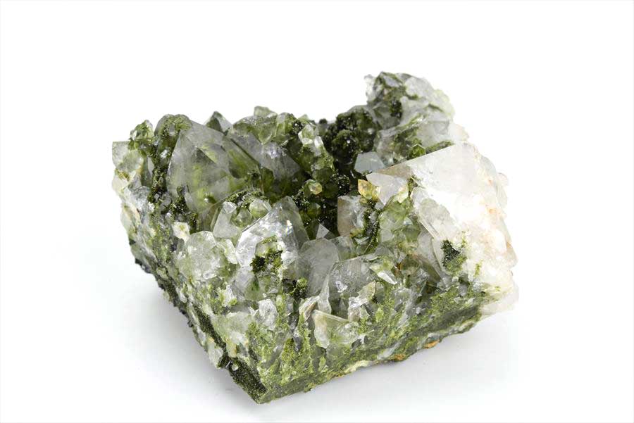 トルコ　ハッカリ産　エピソードクォーツ　Epidote with Quartz　緑簾石　水晶　クラスター　原石　鉱物