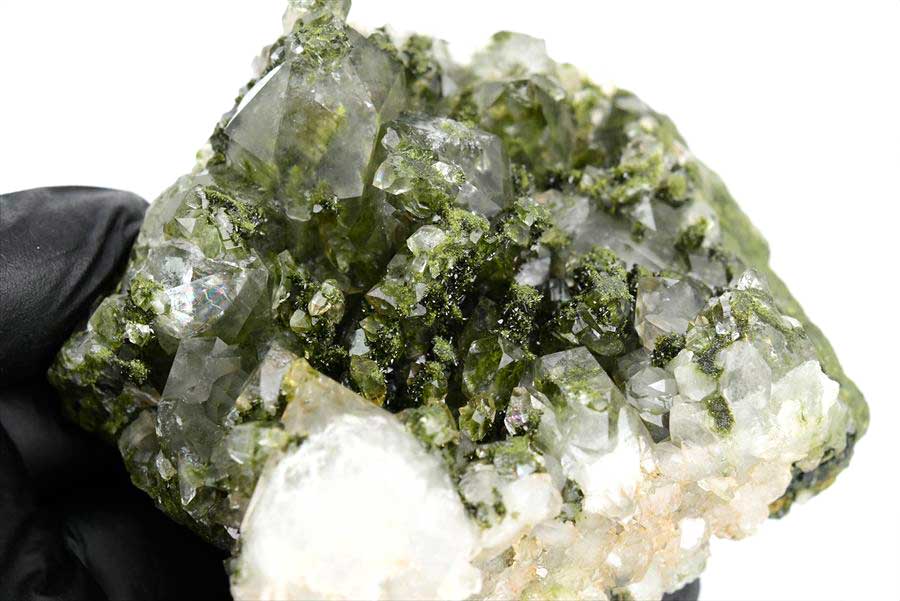トルコ　ハッカリ産　エピソードクォーツ　Epidote with Quartz　緑簾石　水晶　クラスター　原石　鉱物