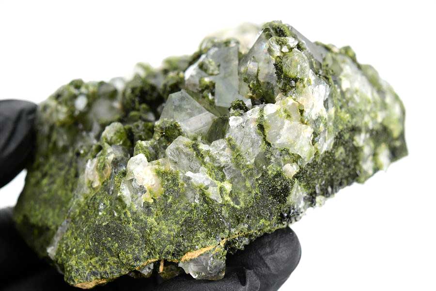 トルコ　ハッカリ産　エピソードクォーツ　Epidote with Quartz　緑簾石　水晶　クラスター　原石　鉱物