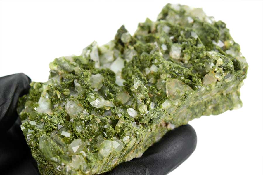 トルコ　ハッカリ産　エピソードクォーツ　Epidote with Quartz　緑簾石　水晶　クラスター　原石　鉱物