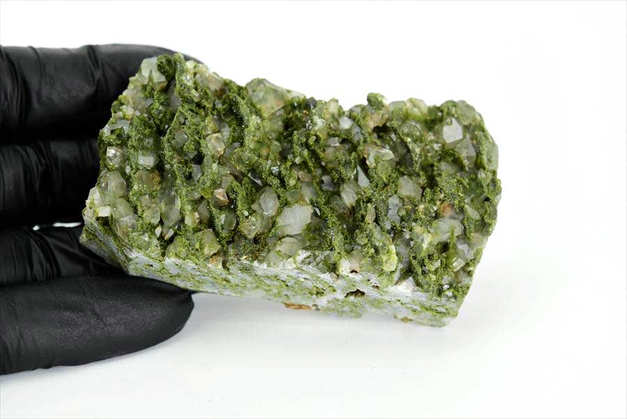 トルコ　ハッカリ産　エピソードクォーツ　Epidote with Quartz　緑簾石　水晶　クラスター　原石　鉱物