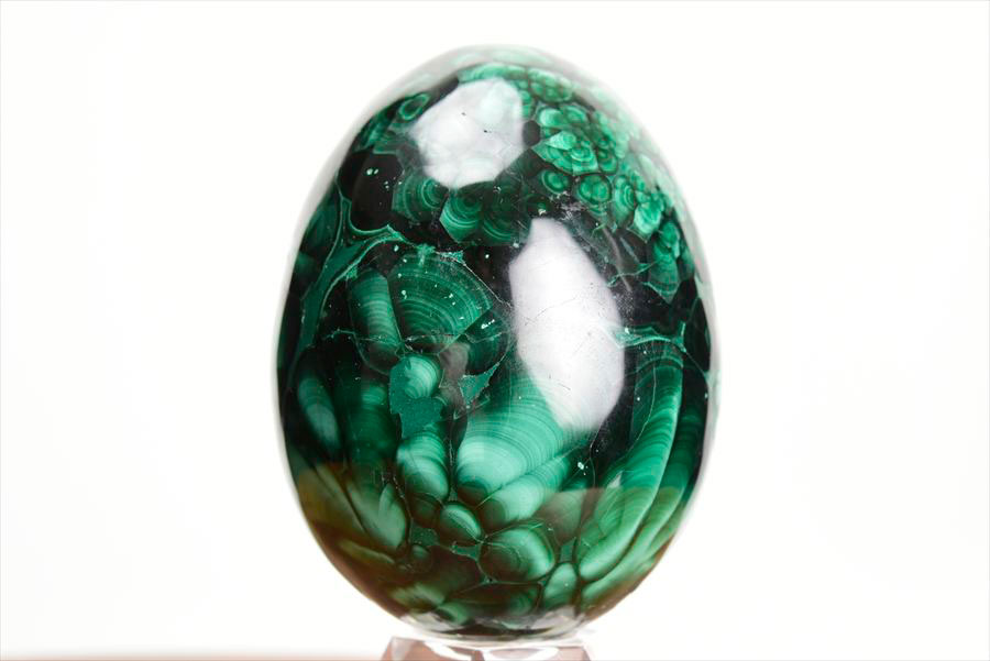 コンゴ産 マラカイト孔雀石 Malachite 卵 エッグ 置物 マーブル 磨き 天然石 パワーストーン