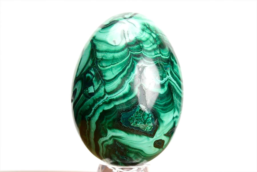 コンゴ産 マラカイト孔雀石 Malachite 卵 エッグ 置物 マーブル 磨き 天然石 パワーストーン